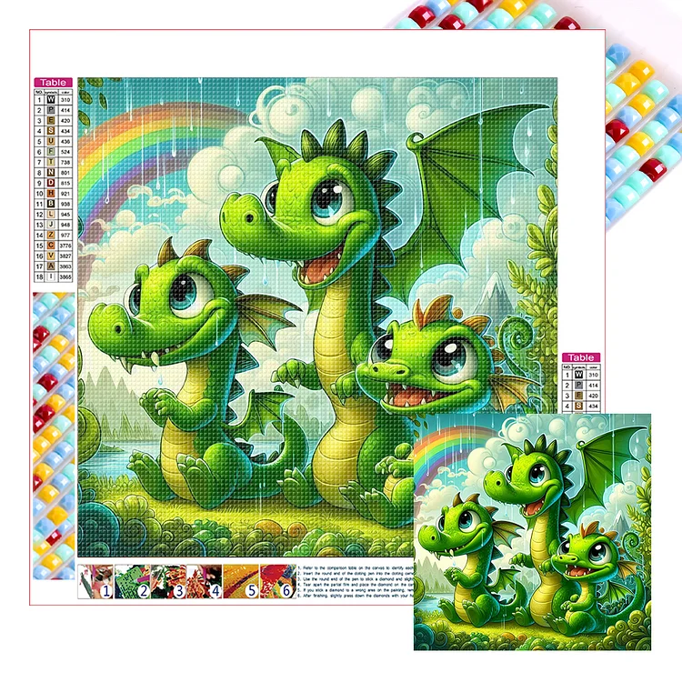 Rainbow Green Dragon 30*30CM (Canvas) Full Square Drill Diamond Painting gbfke