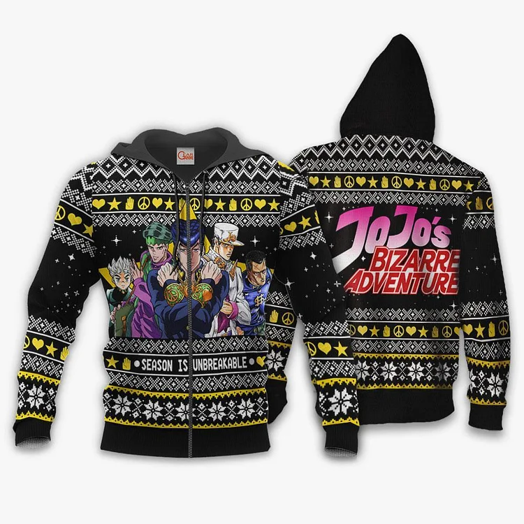 JoJo's Bizarre Adventure Print Zipper Hoodies for Men-elleschic
