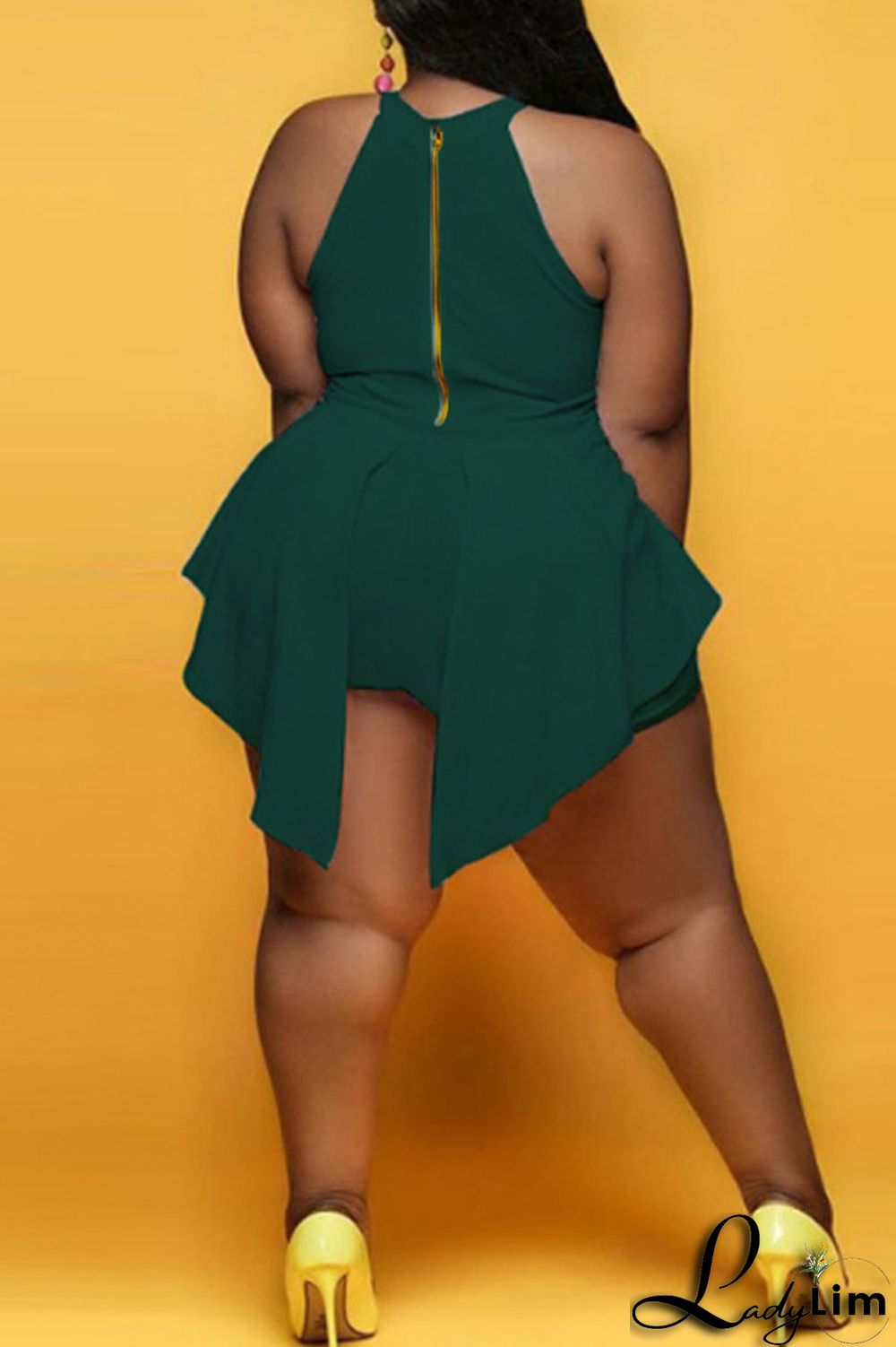 White Fashion Casual Solid Split Joint Asymmetrical O Neck Plus Size Romper