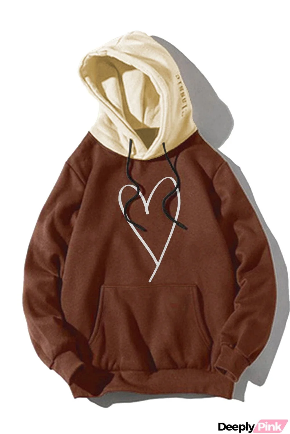 Men Colorblock Heart Shape Print Pocketed Hoodie