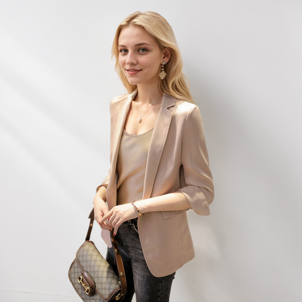 Women's Pink Silk Blazer REAL SILK LIFE