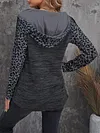 Fashion Leopard Split-Joint Hooded Long Sleeves Sweat Shirt