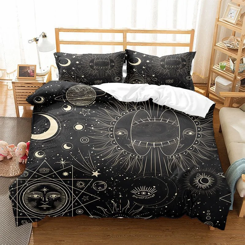 Sun, Moon and Galaxy Mysterious Quilt Set, 3-piece Set