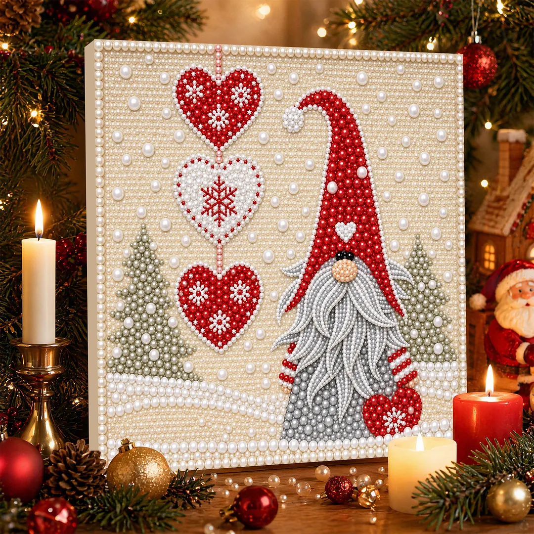 Framed Pearl Painting Kit Gnome 7.87x7.87in