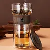 Modern Lazy Glass Tea Infuser Teapot, 3-in-1 Smart One Touch Tea Maker for Loose Leaf Tea Steeper with 9oz Double Walled Tea Cup