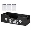 Wooden Pet Snack Storage Box with 3 Plastic Treat Jar Dog Food Storage Holder