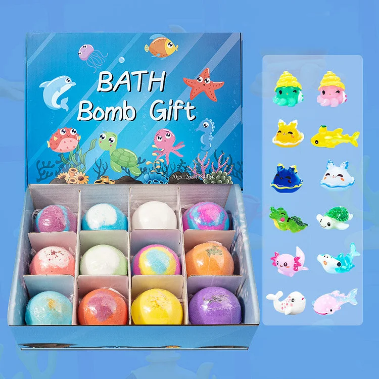 💎 -50% AUF DAS BADEBOMBEN-SET MIT &Uuml;BERRASCHUNG! 💎 12 Meerestier-Spielzeuge, Sanfte Pflege & Duftspa&szlig; f&uuml;r Kinder 🛁