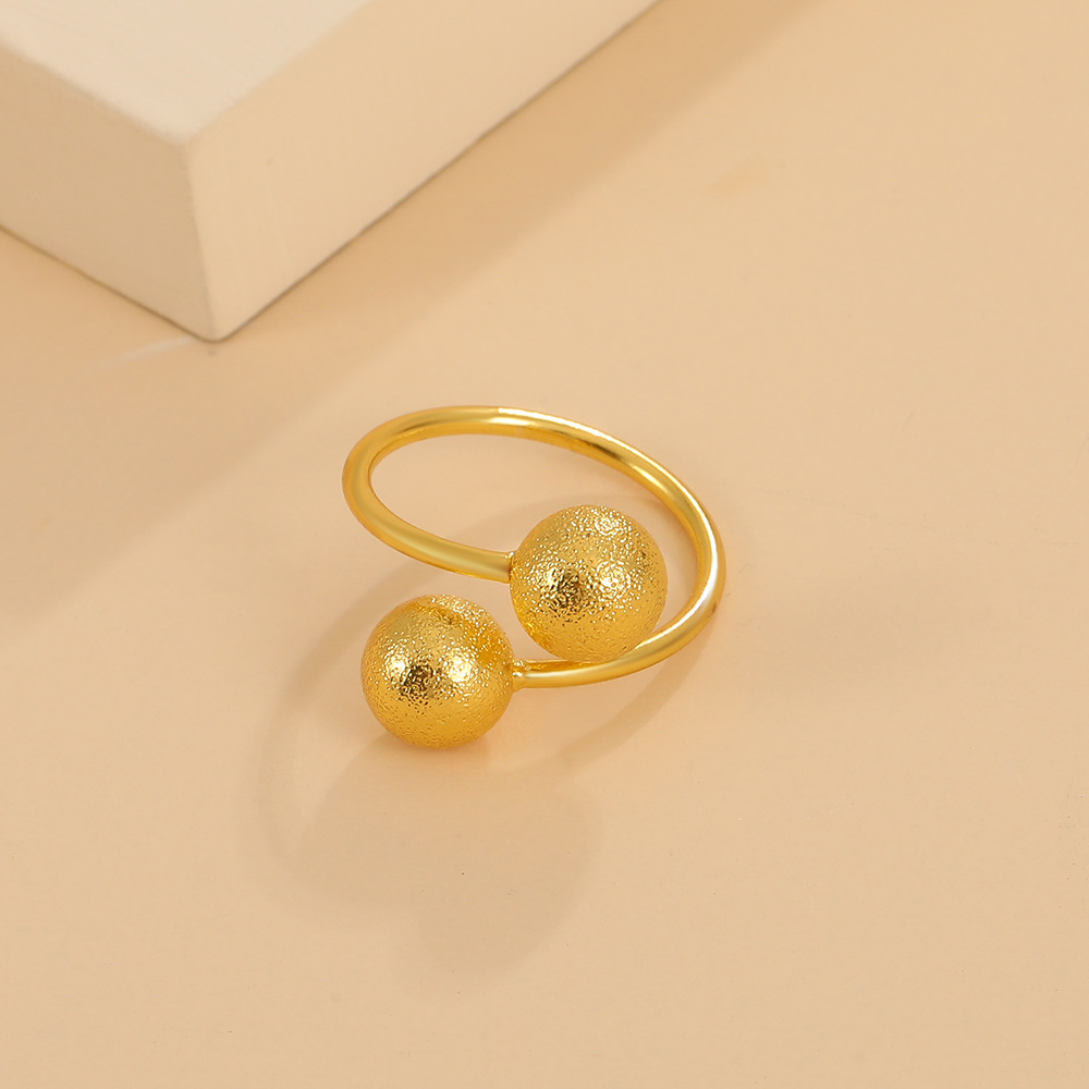 Round Bead Gold Plated Frosted Ring
