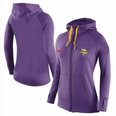 Women's  Minnesota Vikings Full-Zip Performance Hoodie Purple_2