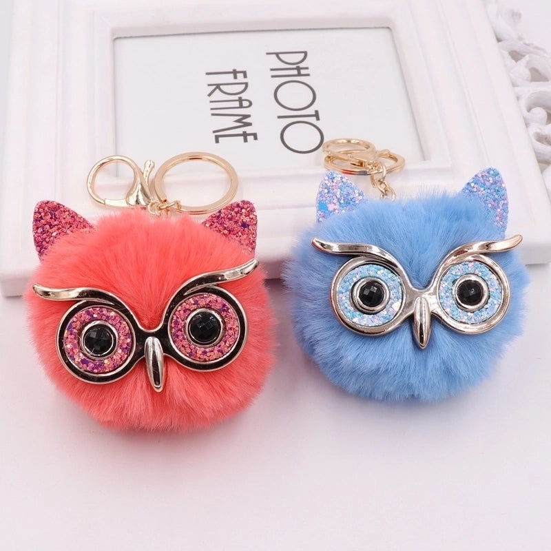 Cute Owl Alloy Plush Unisex Bag Pendant Keychain 1 Piece
