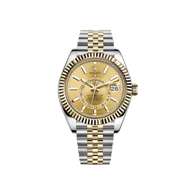 Rolex Sky-Dweller 326933 Stainless Steel Yellow Gold Champagne Dial
