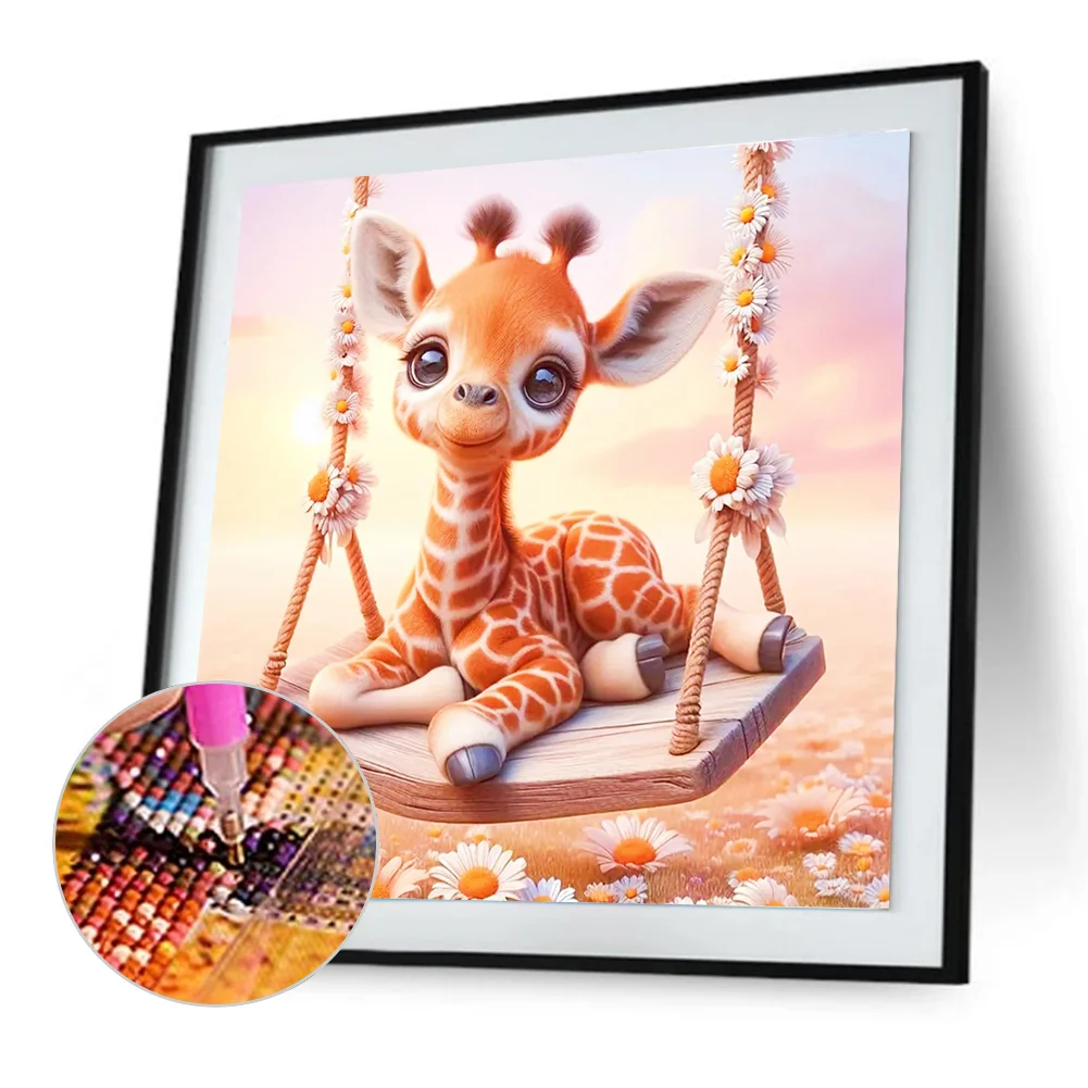 Diamond Painting - Full Round Drill - Giraffe(Canvas|30*30cm)