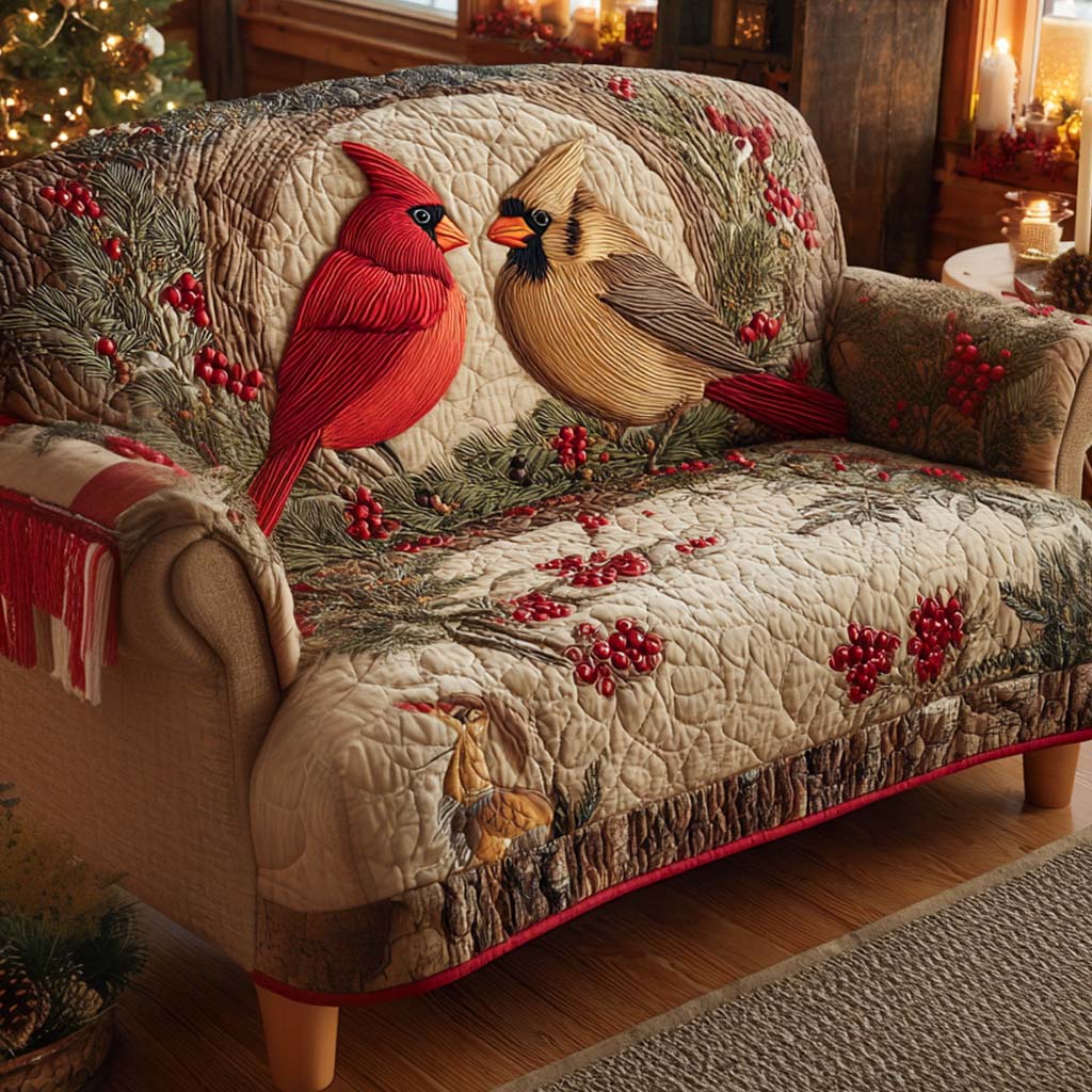 Cardinal Winter Nest Quilted Sofa Cover NCU0XD1672 everthome