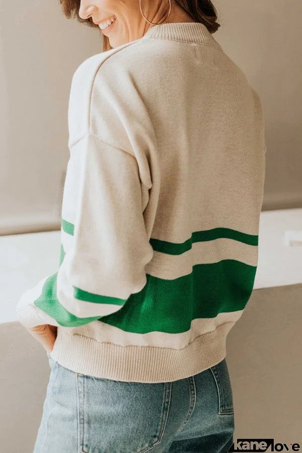 Oversized Stripe Half Zip Sweater