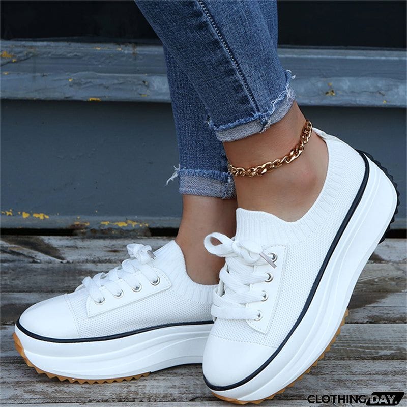 New Mesh Lace-up Outdoor Non-slip Platform Shoes