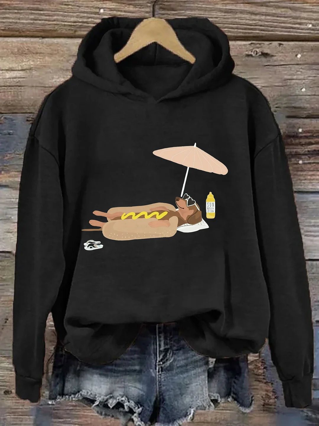 Dog Lounging by Hot Dog  Hoodie