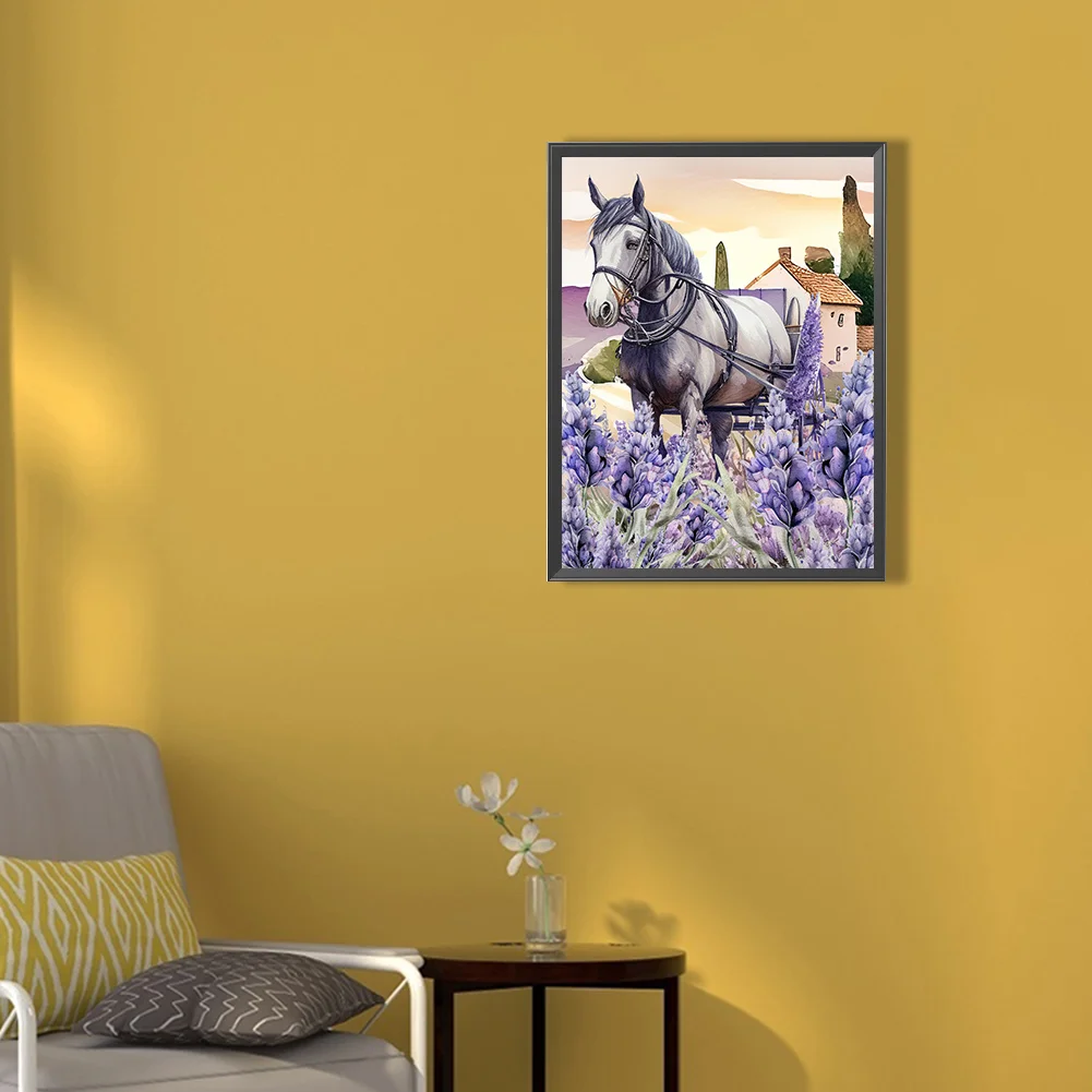 Diamond Painting - Full Round Drill - Lavender Horse(30*40cm)