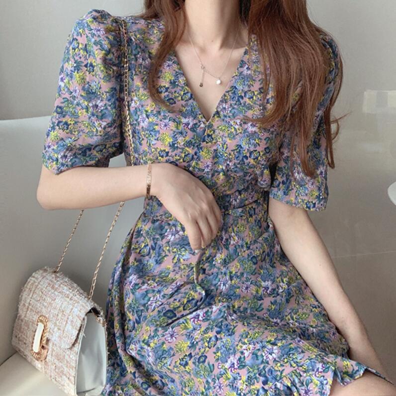 Mature Women Short Sleeve Floral Summer Dress