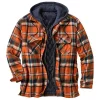 Men's Plaid Flannel Hoodie Thicken Coat Plus Size Jacket
