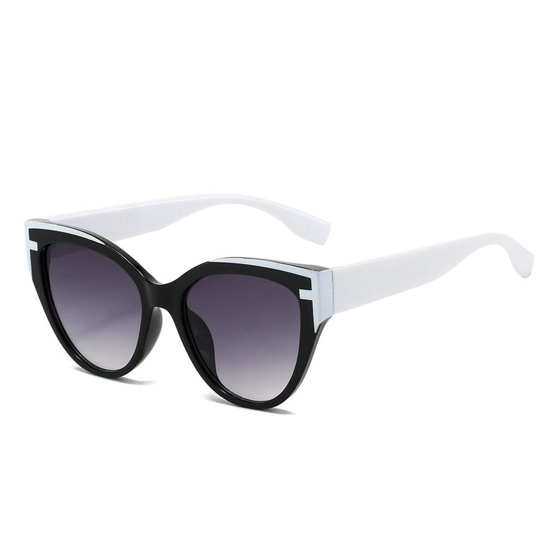 Casual Minimalist Color Block Solid Color Ac Cat Eye Full Frame Women’s Sunglasses