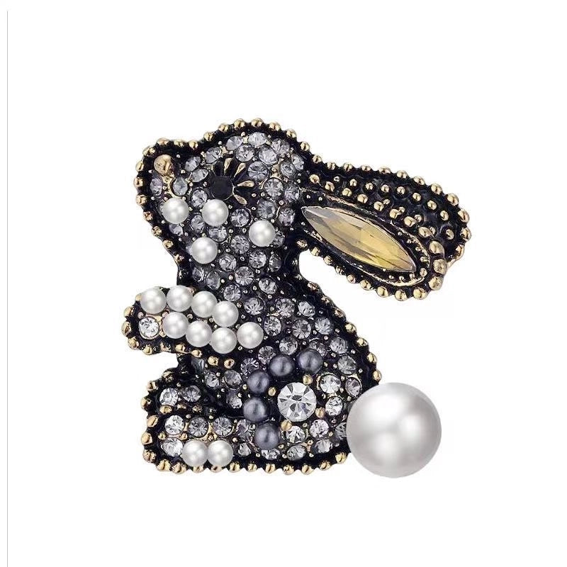 Retro Pin Rabbit Carrot Alloy Enamel Artificial Rhinestones Women’S Brooches