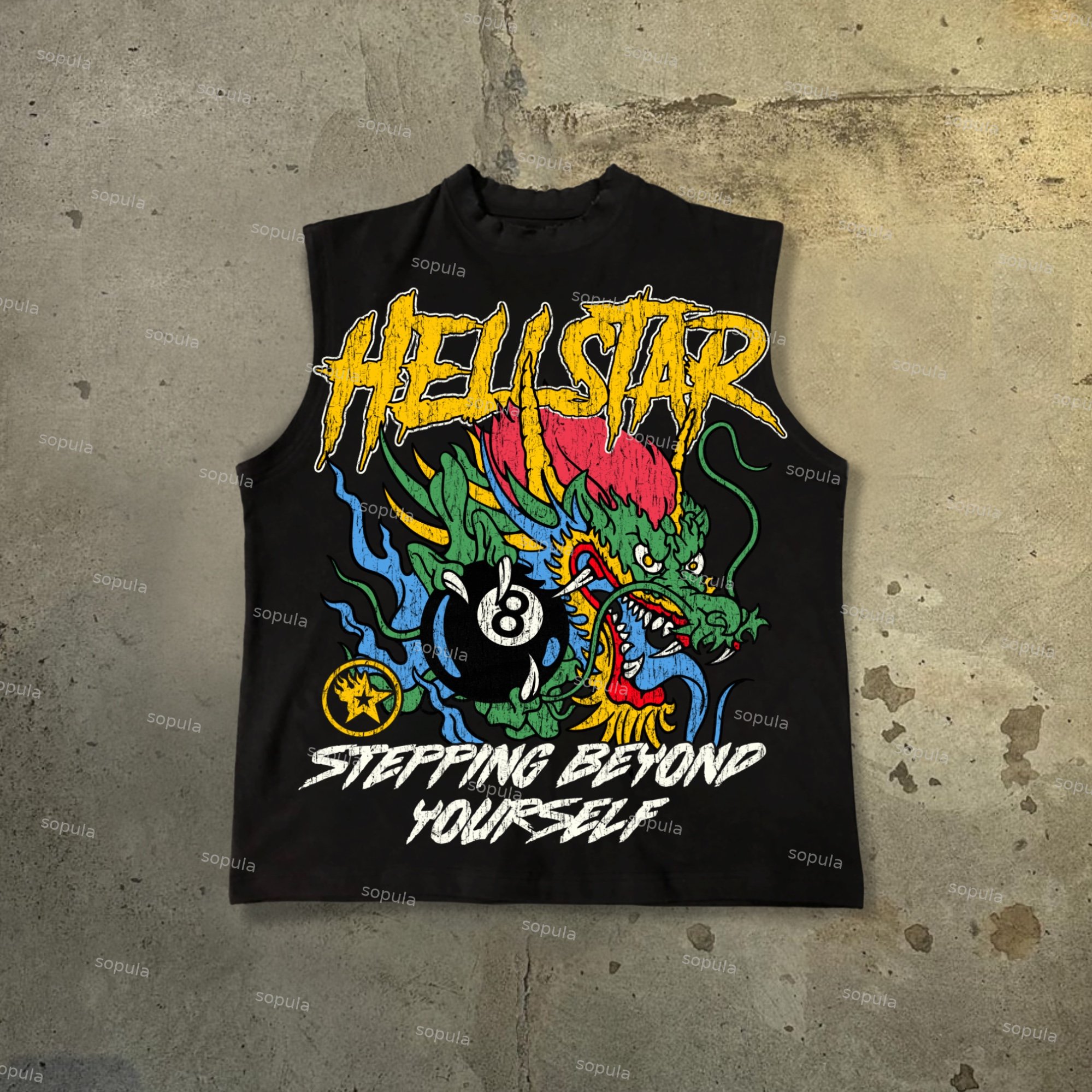 Men's -Black 8-Dragon Graphics Cotton Tank Top - SOPULA