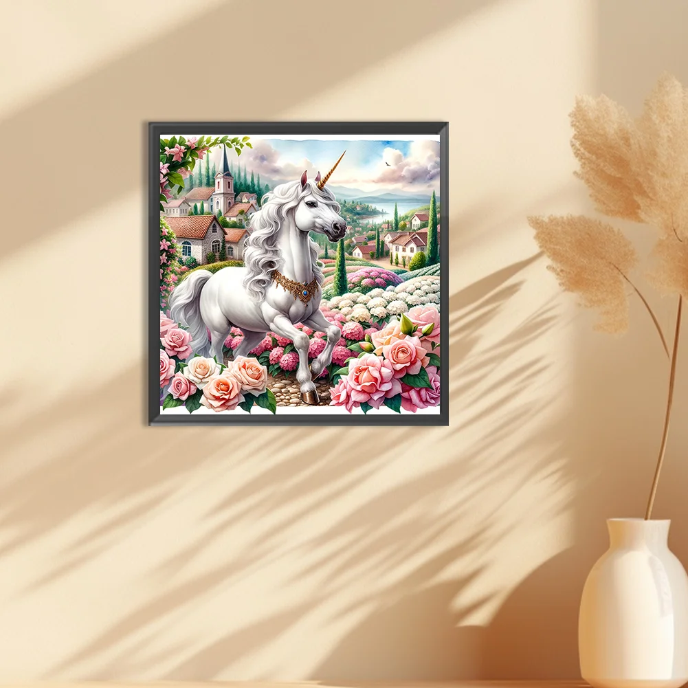 Full Round Diamond Painting 30*30cm - Garden Unicorn