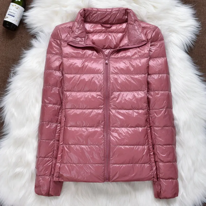 Ailegogo New Autumn Women Ultra Light Down Jacket 90% White Duck Down Hooded Coat Warm Coat Parkas Female Portable Outwear