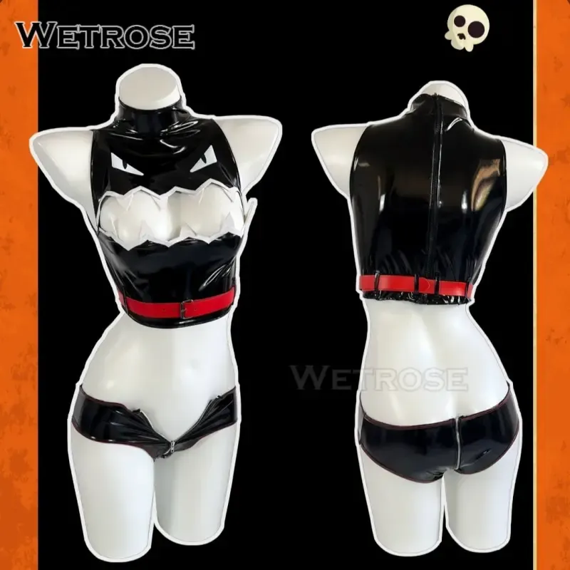 [Wetrose] In Stock Demon Black Patent Leather Devil Suit Anime Party Outfit Cosplay Costume Halloween 
