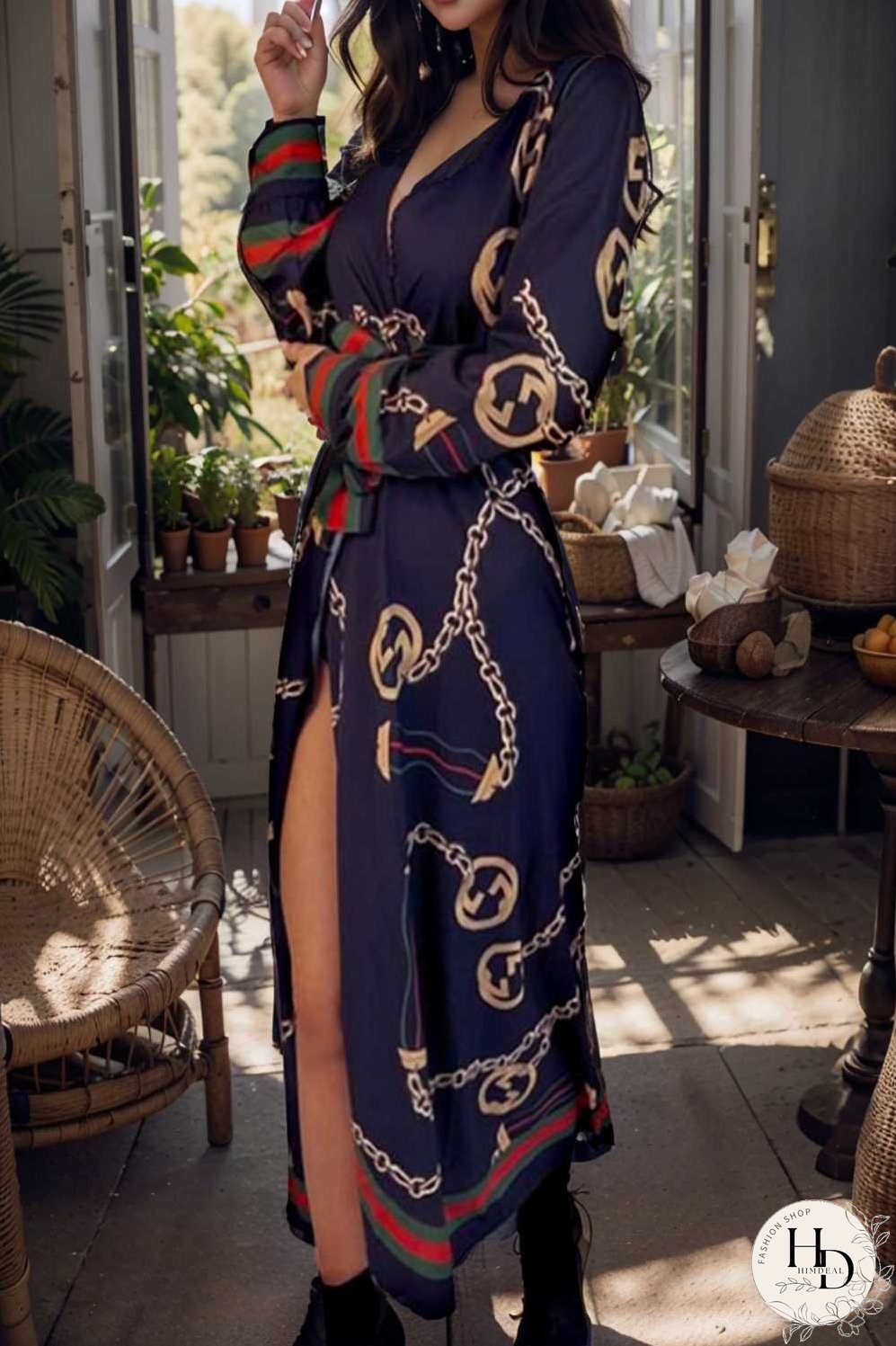 women s dresses deep v neck printed lace long sleeve dress