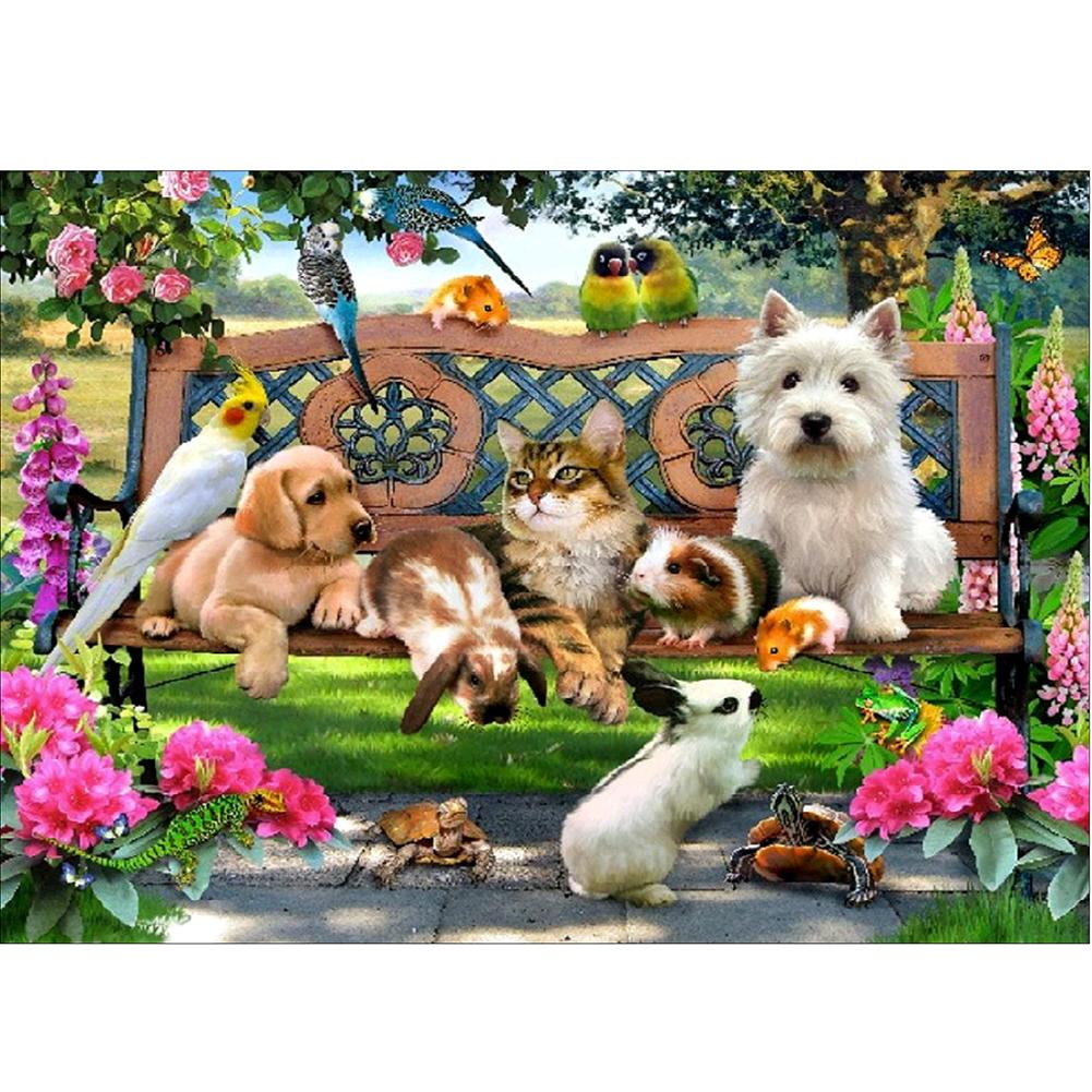 

40*30CM - Animal Garden - Round Drill Diamond Painting, 501 Original