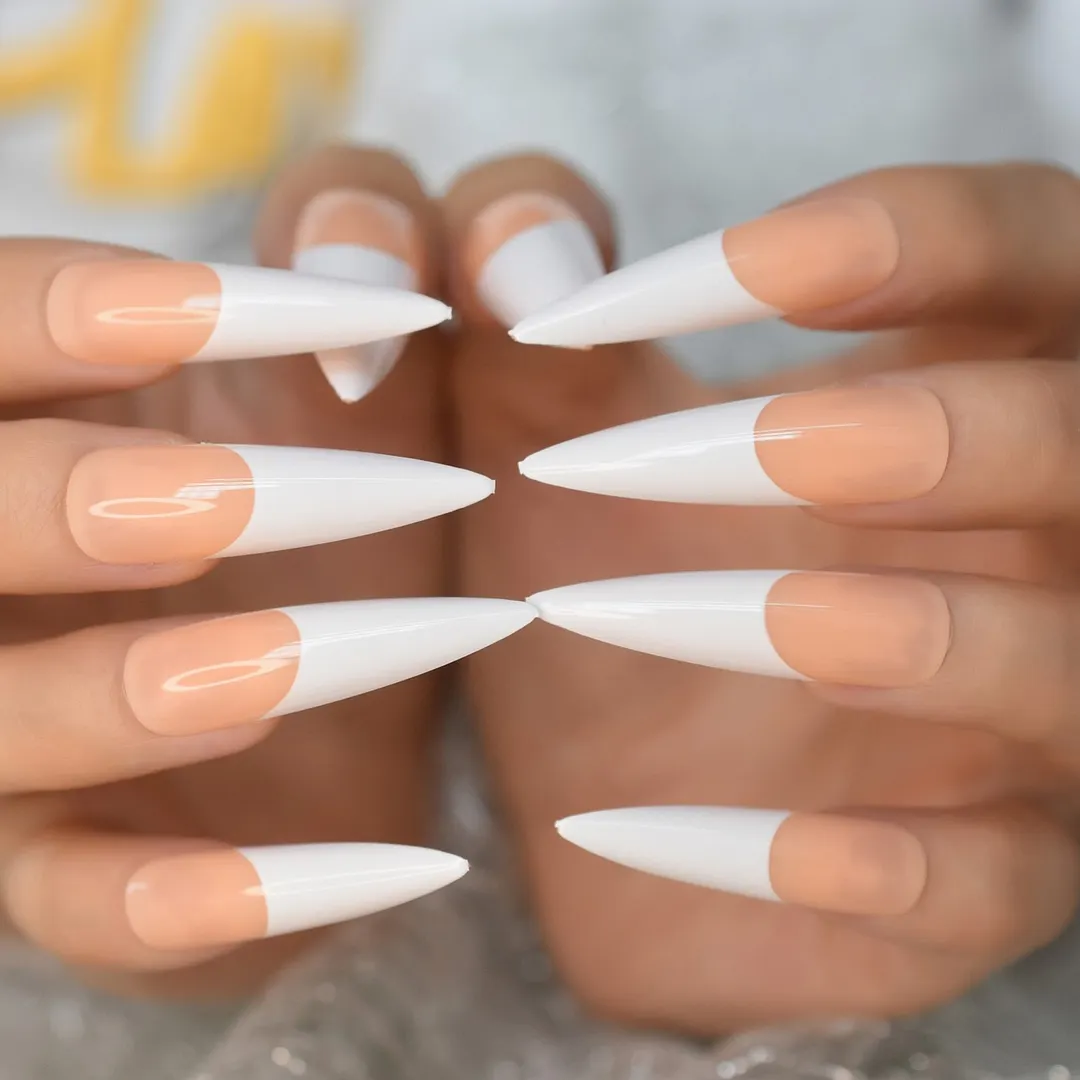 Fake Nails With Sticker Nails Matte Manicure Prss On Nails Acrylic Medium Stiletto Slim Fake Fingernail For Women DIY Nail Art-Nail Inspo