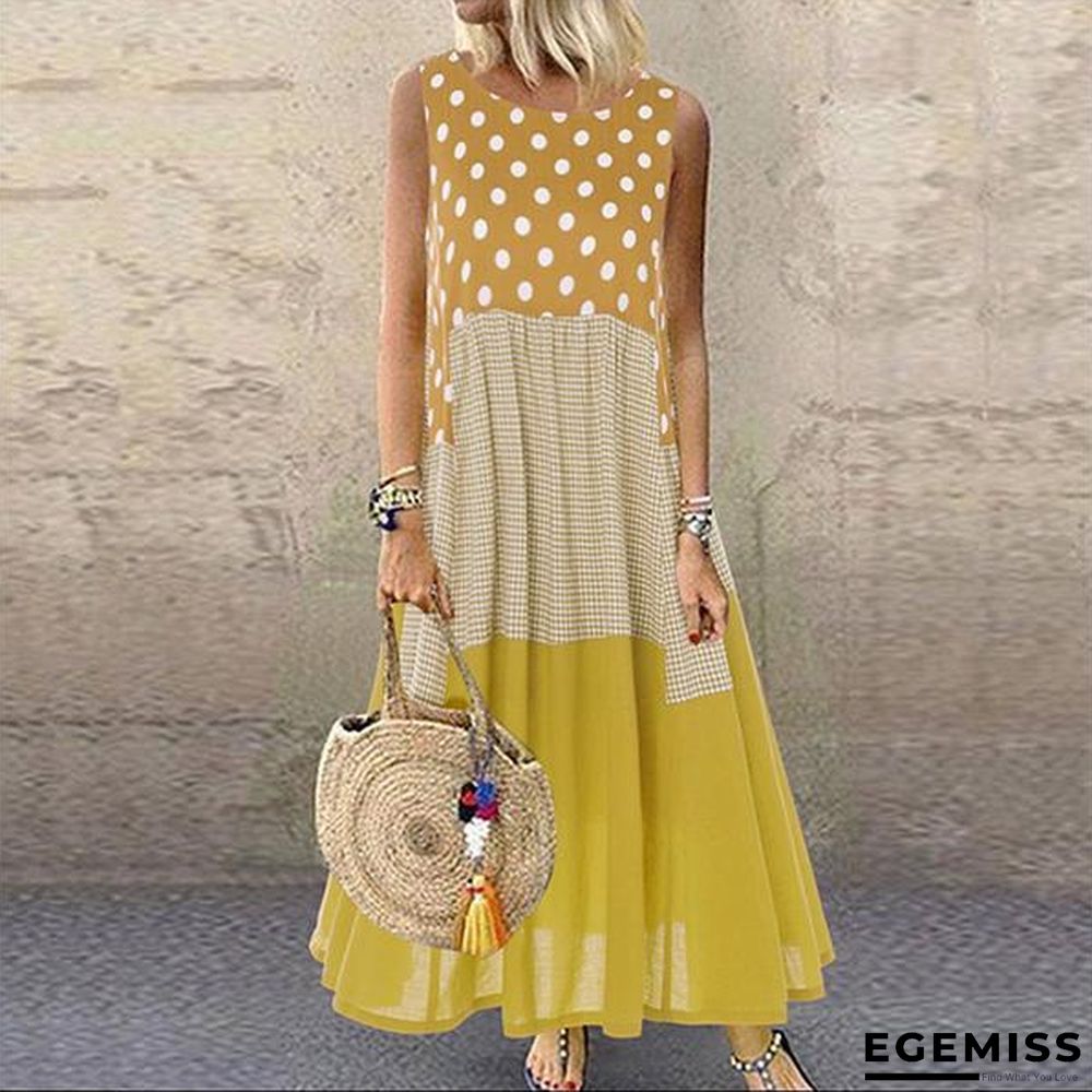 Casual Printed Sleeveless Round Neck Sweet Dresses | EGEMISS