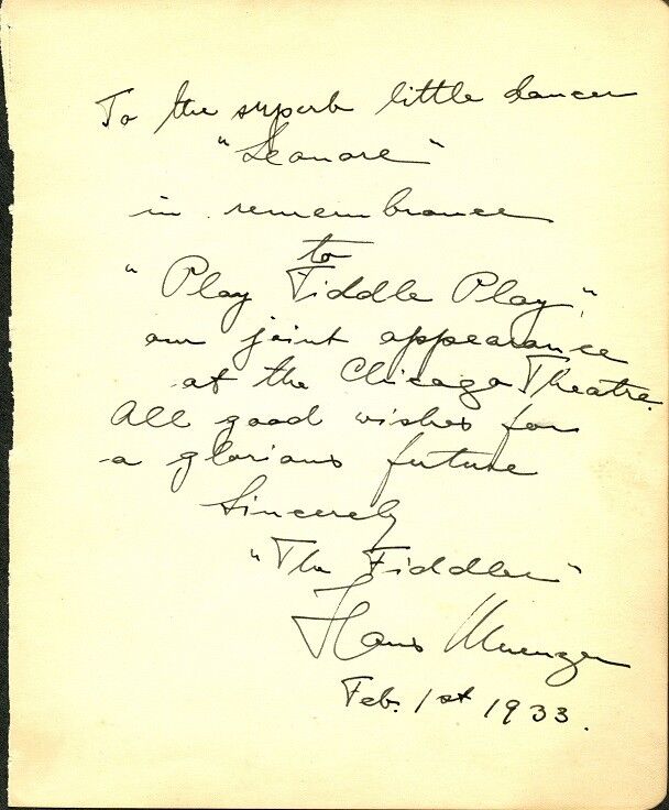 Mystery Autograph - CHICAGO STAGE & OPERA - 1933 - #15