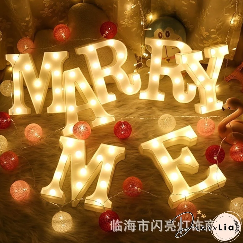 26 Letter LED Lights Luminous Number 0-9Lamp Wedding Birthday Christmas Decoration Decoration Battery Night Light Party Bedroom