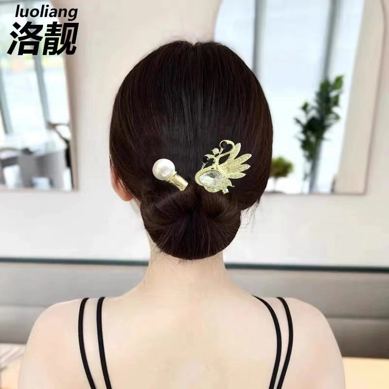 Women’s Minimalist Peacock Feather Flower Alloy Plating Inlay Rhinestones Hair Band