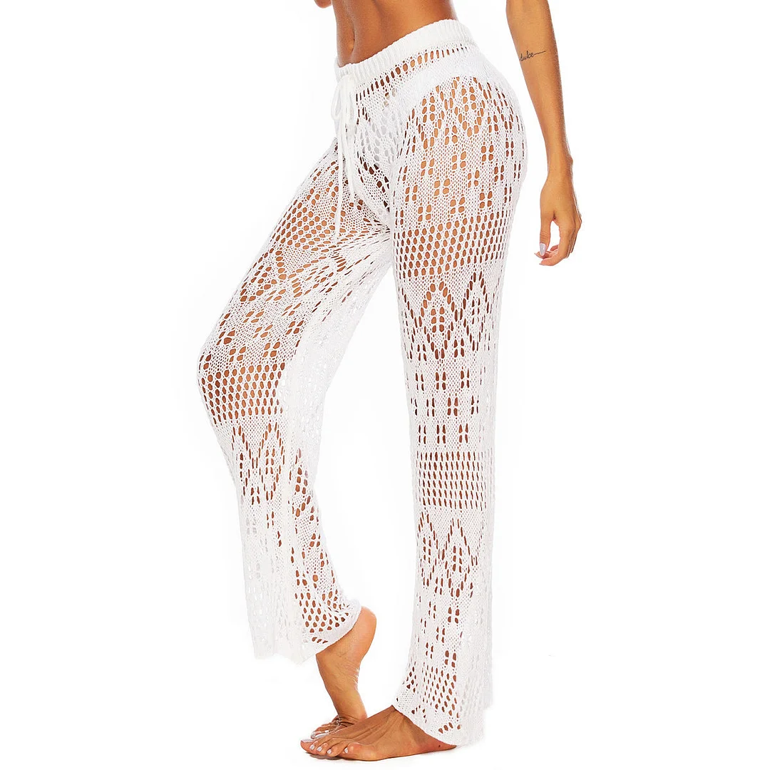 Zingj Color Sexy Nightclub Hollow Woven Trousers Pants