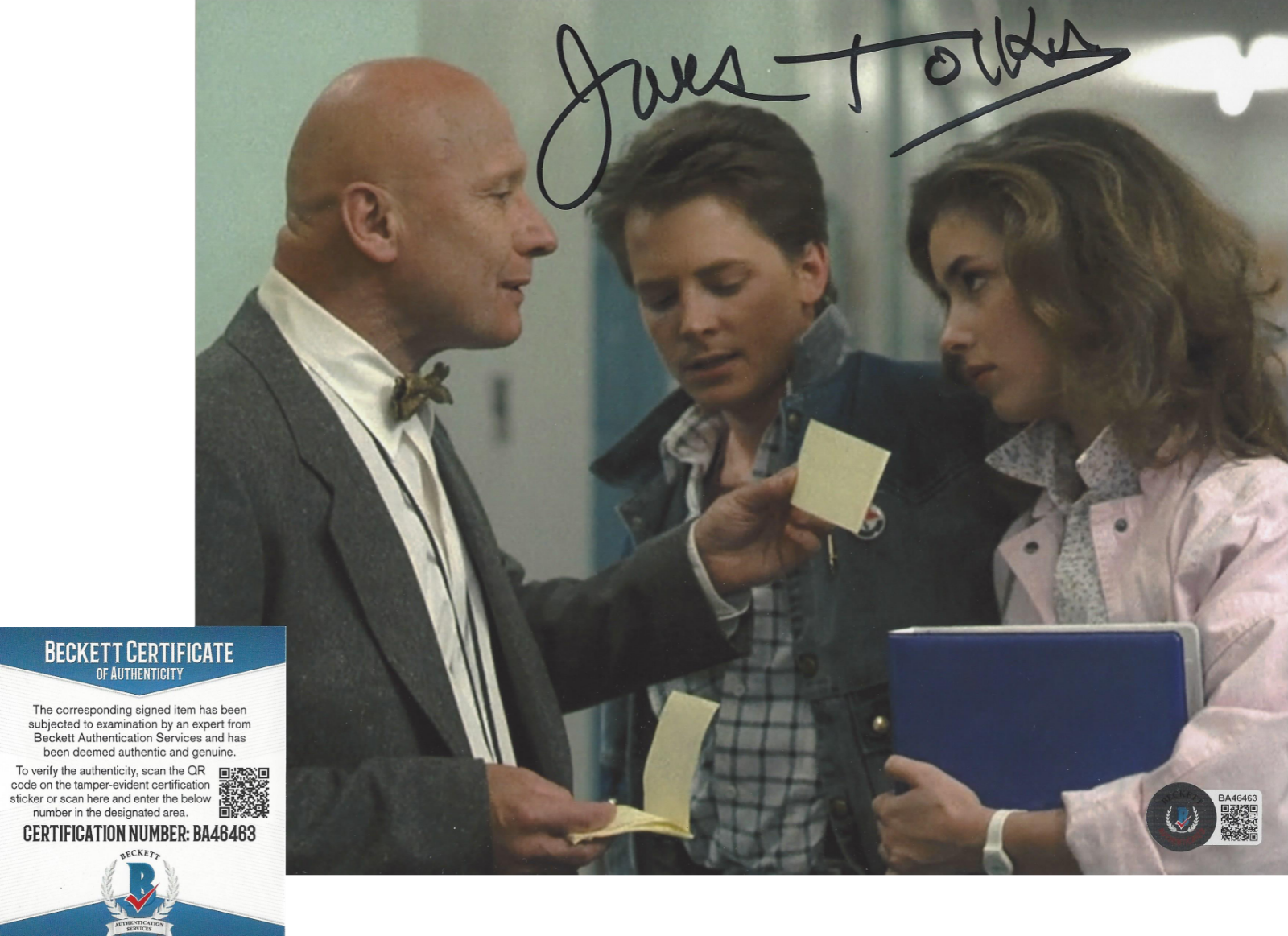 JAMES TOLKAN SIGNED 'BACK TO THE FUTURE' 8x10 MOVIE Photo Poster painting BECKETT COA BAS