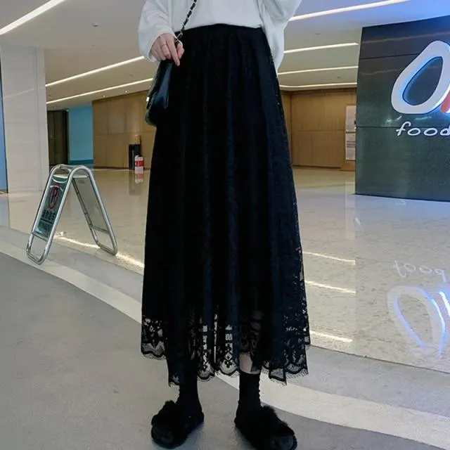 Gothic Maxi Lace with waistband skirt main image 1