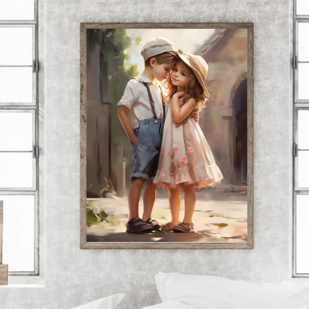 Diamond Painting - Full Round Drill - Kid Sweet Couple(Canvas|30*40cm)