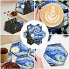7pcs Cup Coasters Creative DIY Anti Slip Coasters Honeycomb Shape