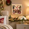(20x20cm)Santa Workshop DIY Pearl Painting Art With Inner Wooden Framed Kit
