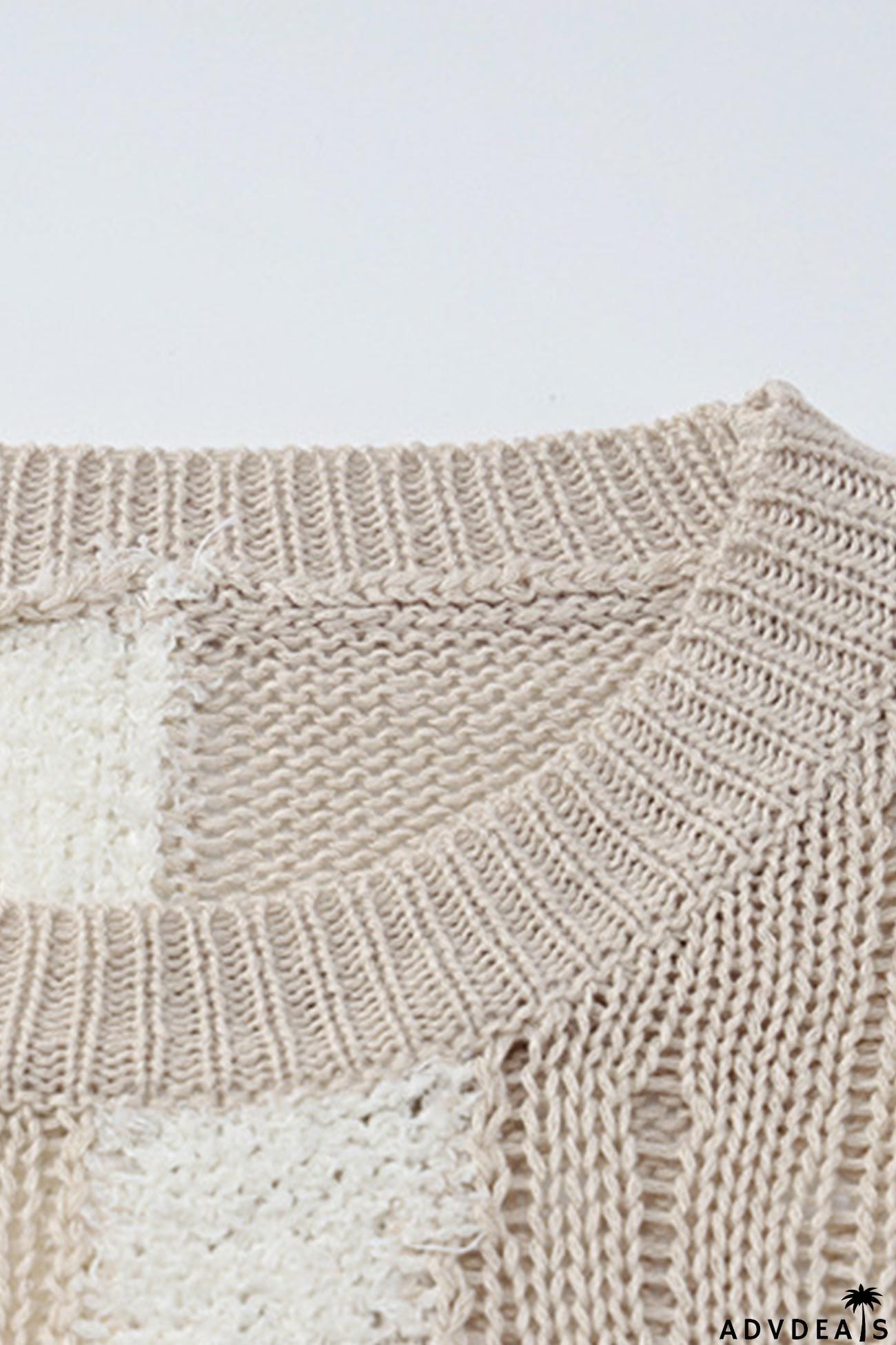 Contrast Distressed Hollow Out Knit Dress