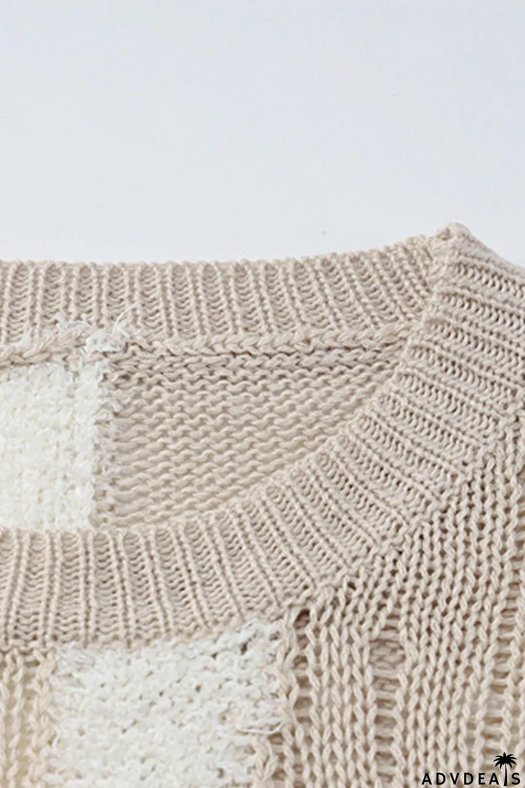 Contrast Distressed Hollow Out Knit Dress