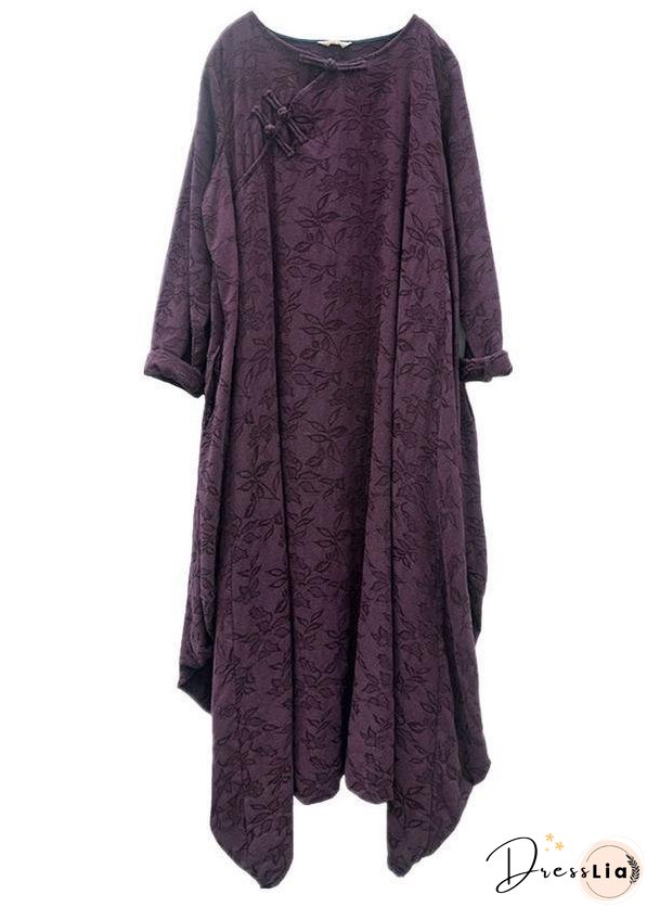 Spring Autumn Dress Ladies Vintage Retro Loose Dresses Female Irregular Length Dresses