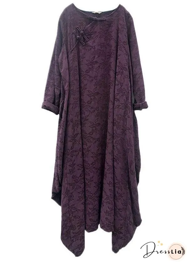 Spring Autumn Dress Ladies Vintage Retro Loose Dresses Female Irregular Length Dresses
