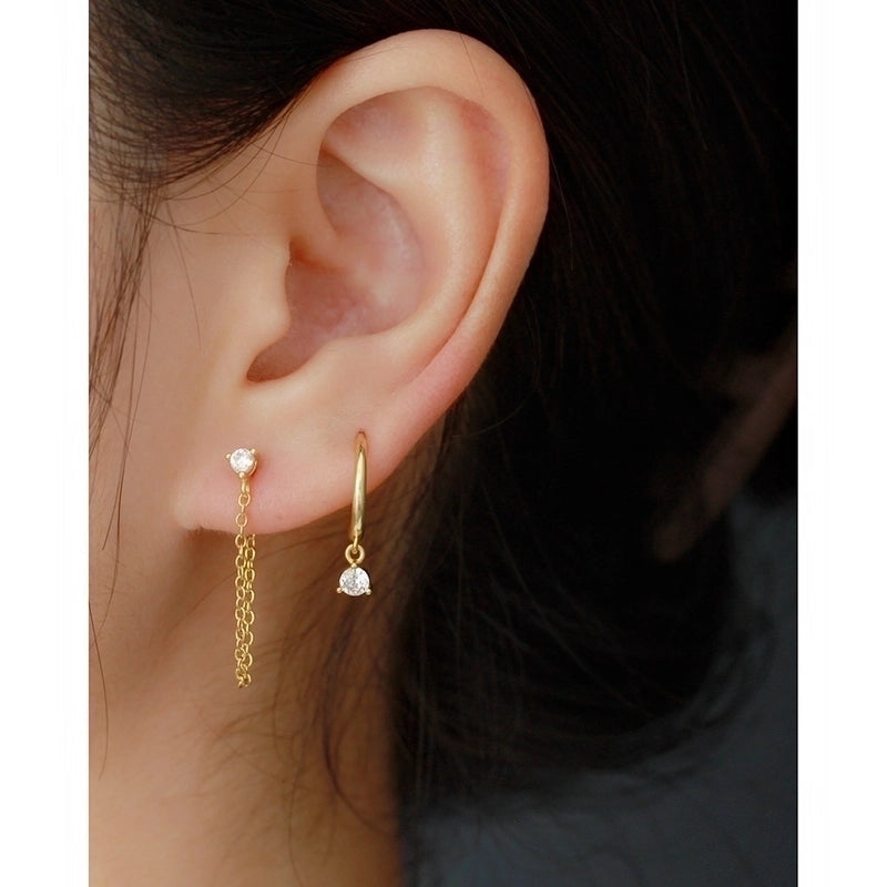 1 Pair Minimalist Water Droplets Sterling Silver Inlay Zircon Drop Earrings