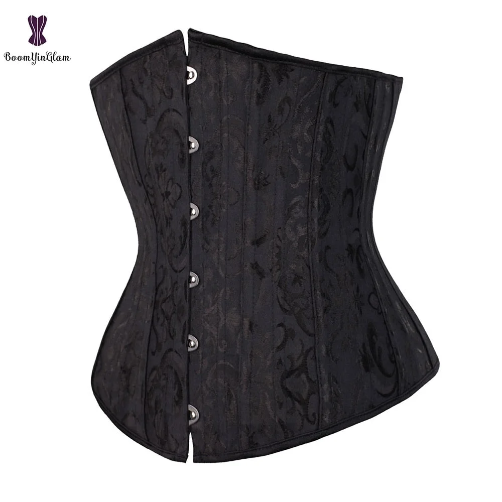 Plus Size Women Waist Cincher Shaper Hourglass Wasipe Underbust Corselet 26 Steel Boned Long Troso Corset With G String 2834#