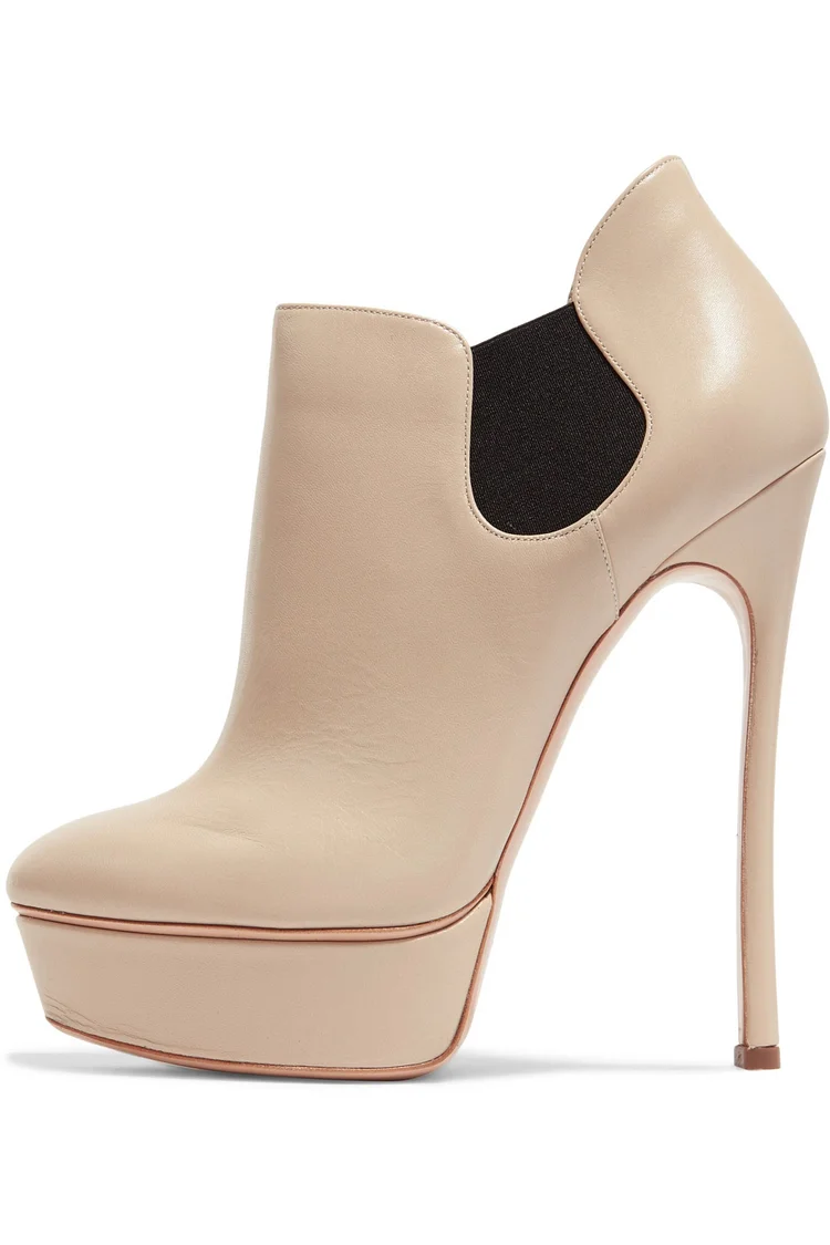 Nude Stiletto Heel Platform Chelsea Ankle Boots Vdcoo