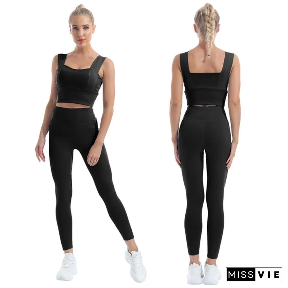 Women's Workout Outfit 2 Pieces Yoga Leggings with Sports Bra Gym Clothes Set